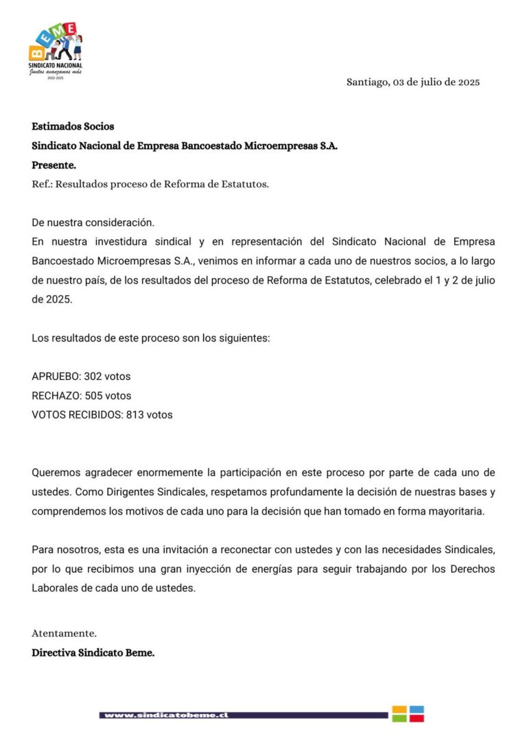 Resultado reforma estatutos