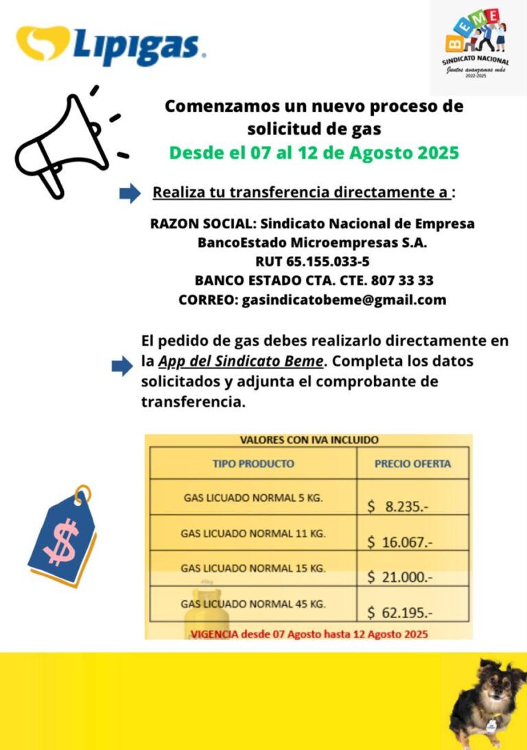 Vales de gas del 07 al 12 de agosto 2025