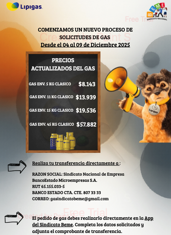 Vales de gas 04 al 09 de Diciembre