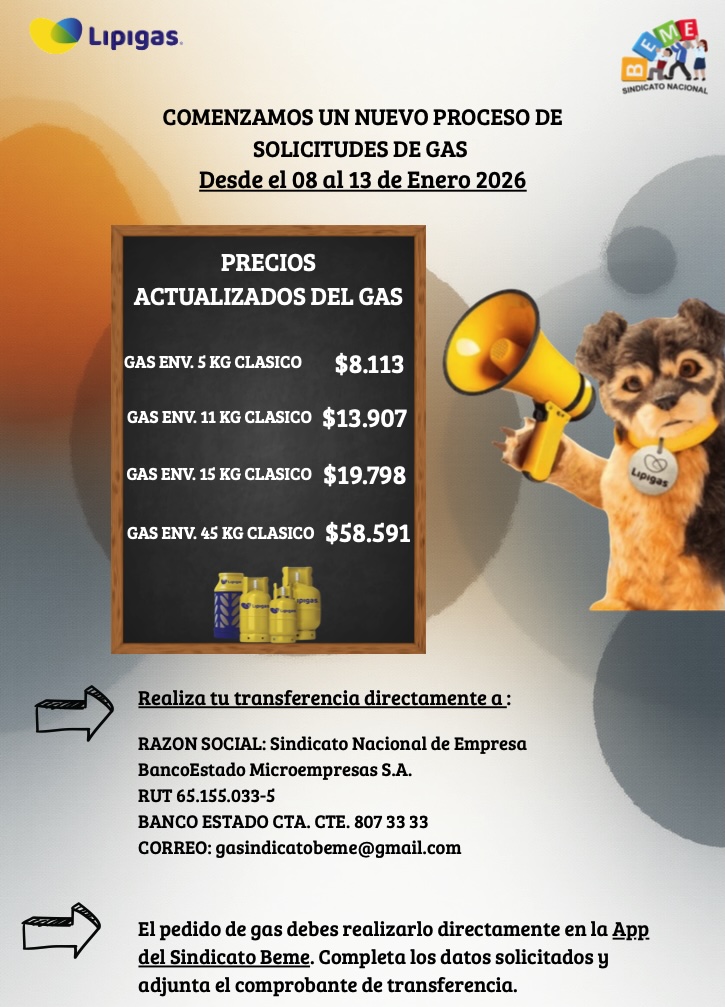 Solicitud vales de gas 08 al 13 de enero 2026