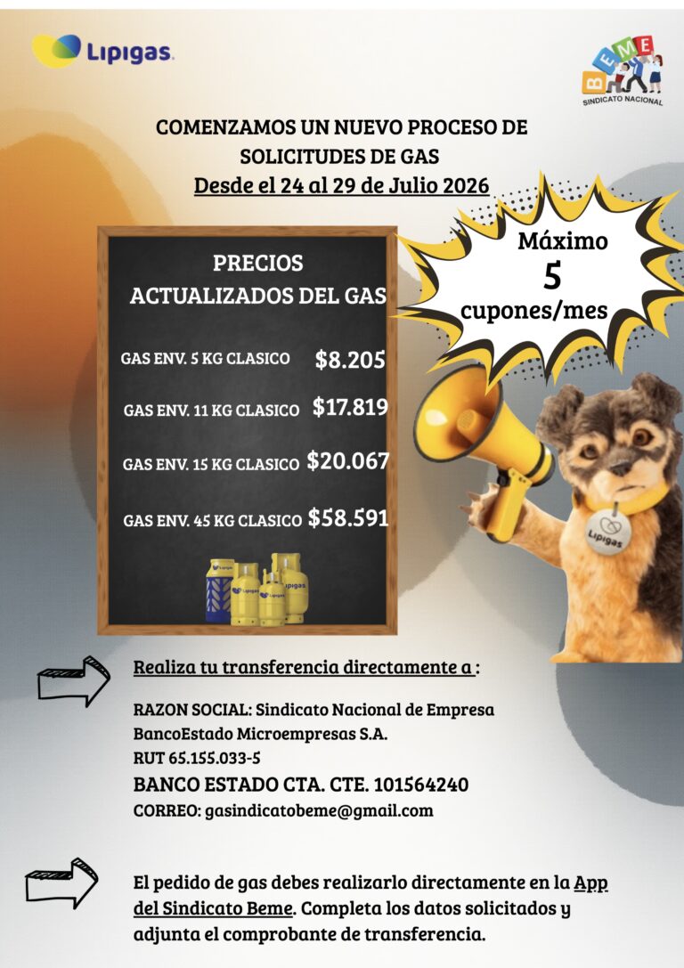 Solicitud vales de gas 24 al 29 de julio 2026