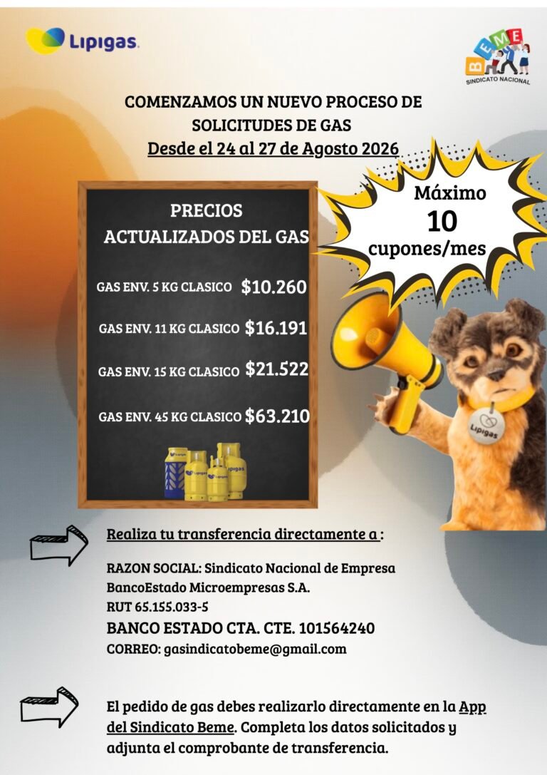 Solicitud vales de gas 24 al 27 de Agosto 2026